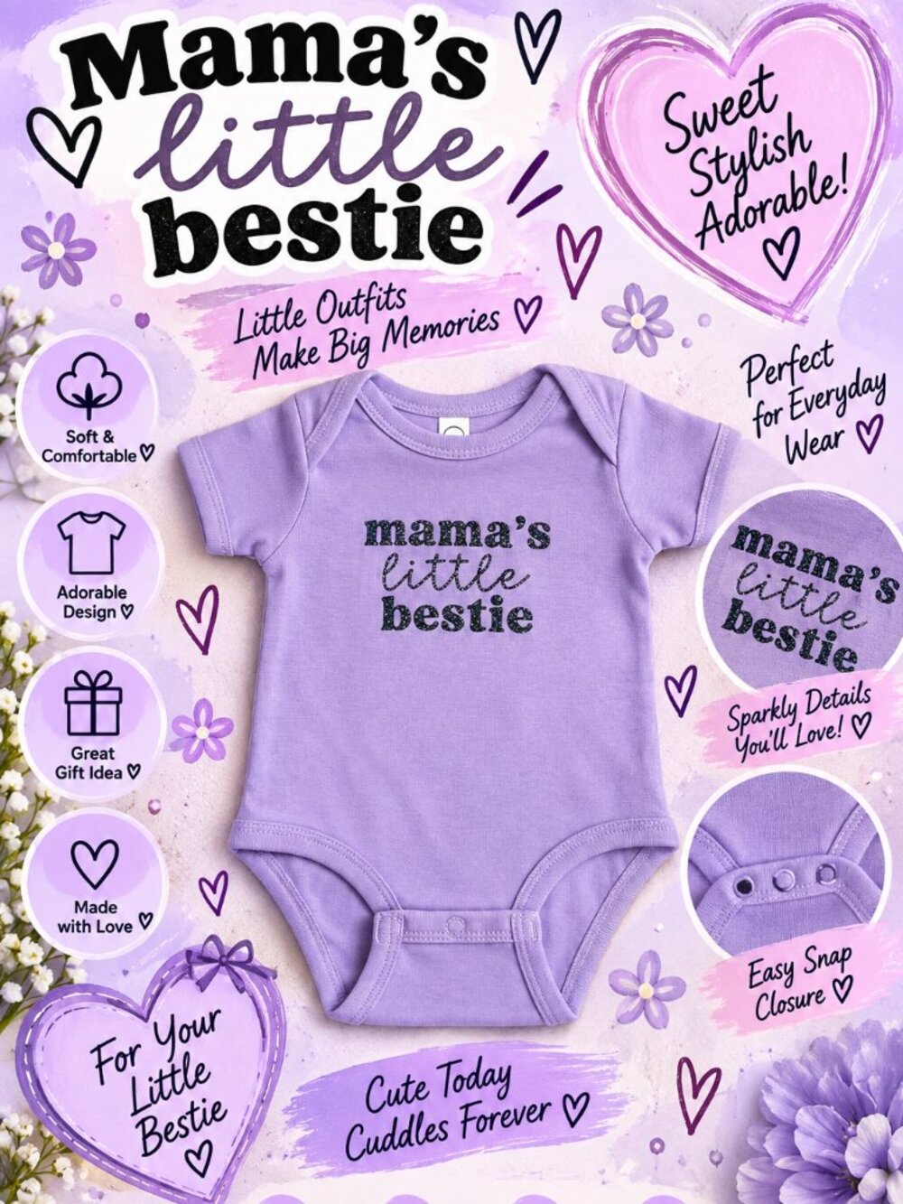 Handmade Mama's Little Bestie Onesie